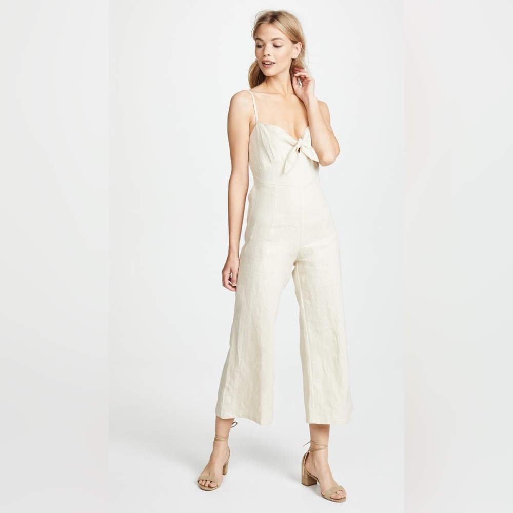 Faithfull the Brand Presley Jumpsuit in Plain Bone - linen fabric
